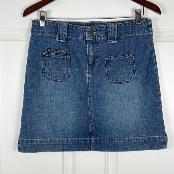 Old Navy Dresses & Skirts - Old Navy Jean Mini Skirt Pockets Vintage Y2K 2000s Dark Wash Women's Size 4